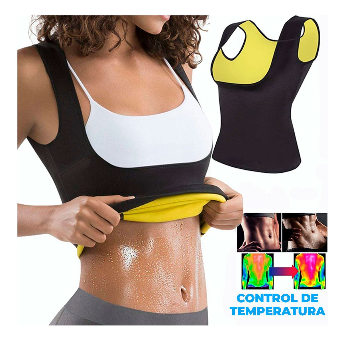 Chaleco Faja Reductora De Neopreno Para Quemar Calorías Negro.