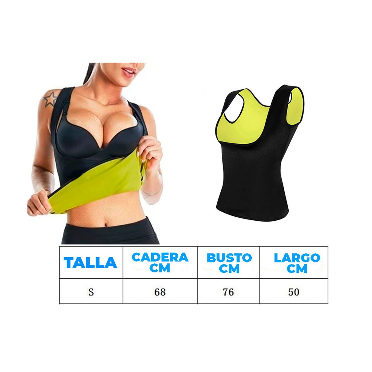 Chaleco Faja Reductora De Neopreno Para Quemar Calorías Negro.