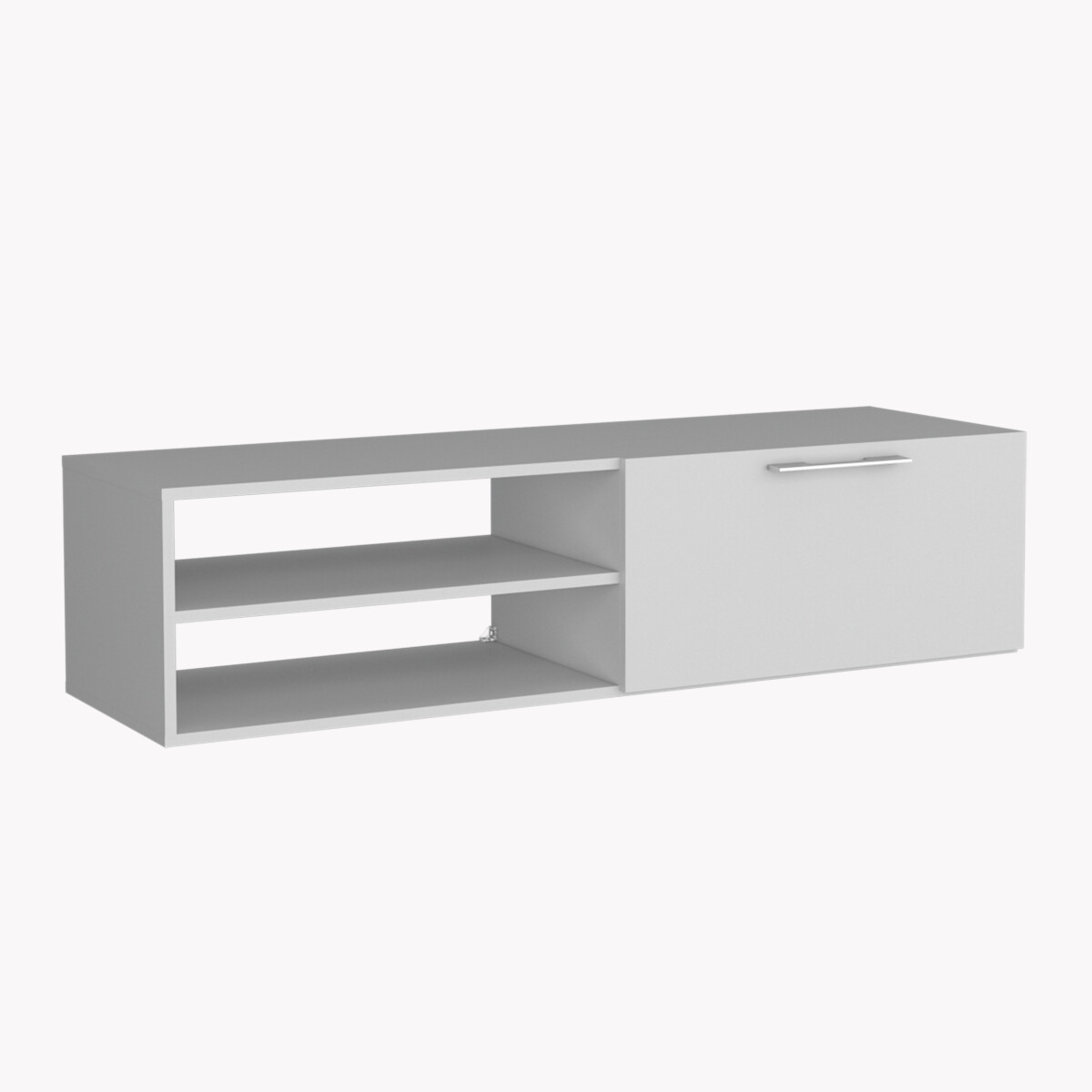 Mueble para TV Armable y de Entretenimiento en Casa en color Blanco con 3 Entrepaños y Puerta para Organización modelo Roatan.