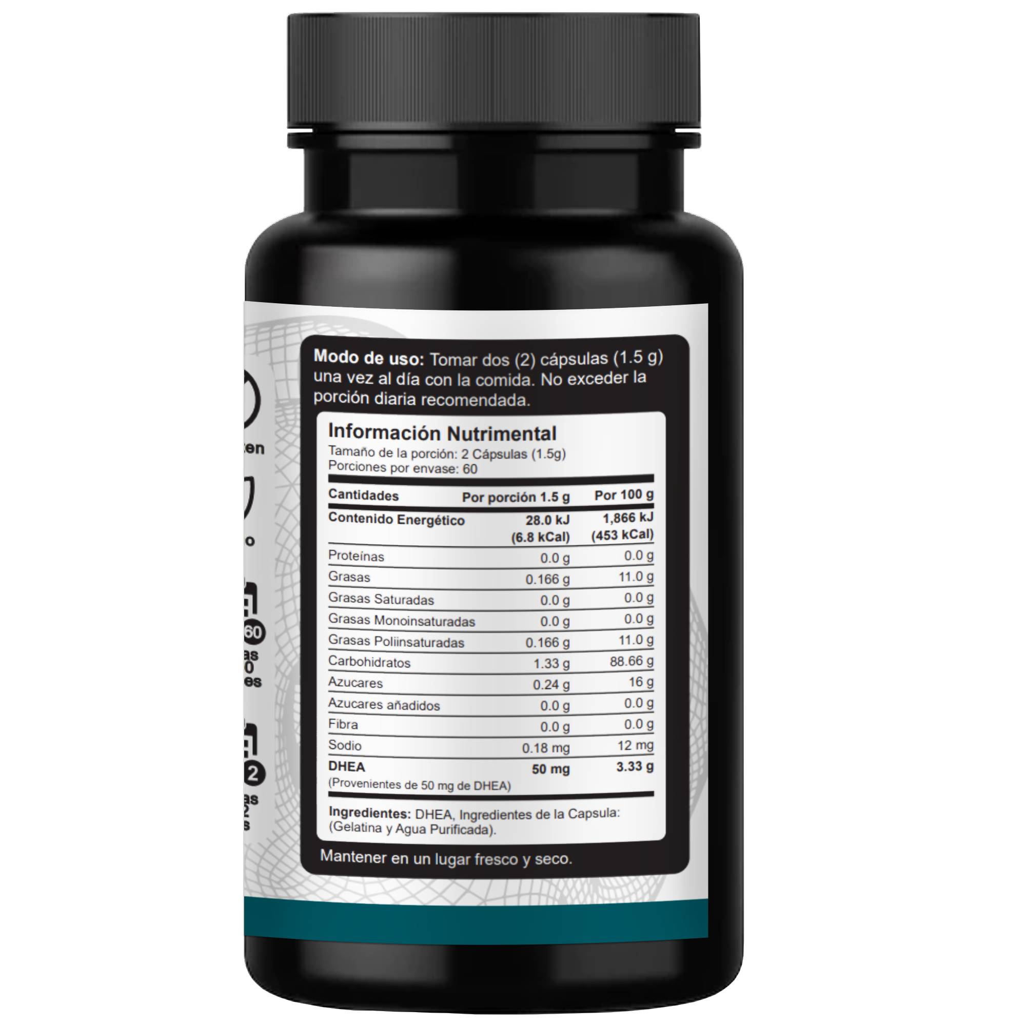 DHEA 50mg VNAT 120 caps. Metabolismo Aumento Libido Energia 