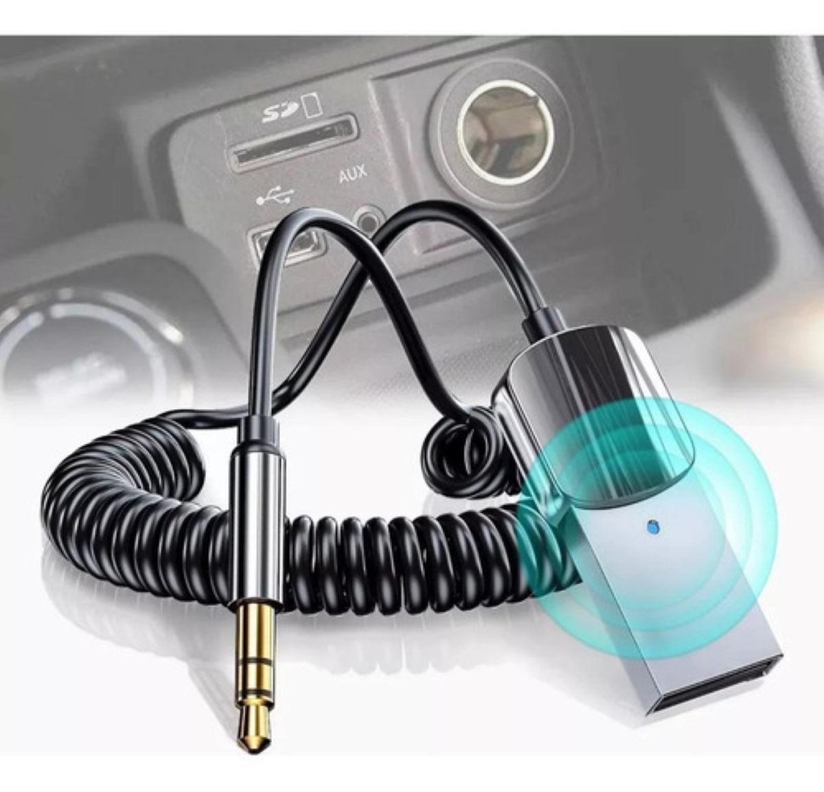Receptor Bluetooth 5.4 Para Coche - Conecta Por USB O AUX 3.5 Mm, Micrófono Para Llamadas, Permite Conexión De Dos Dispositivos Móviles