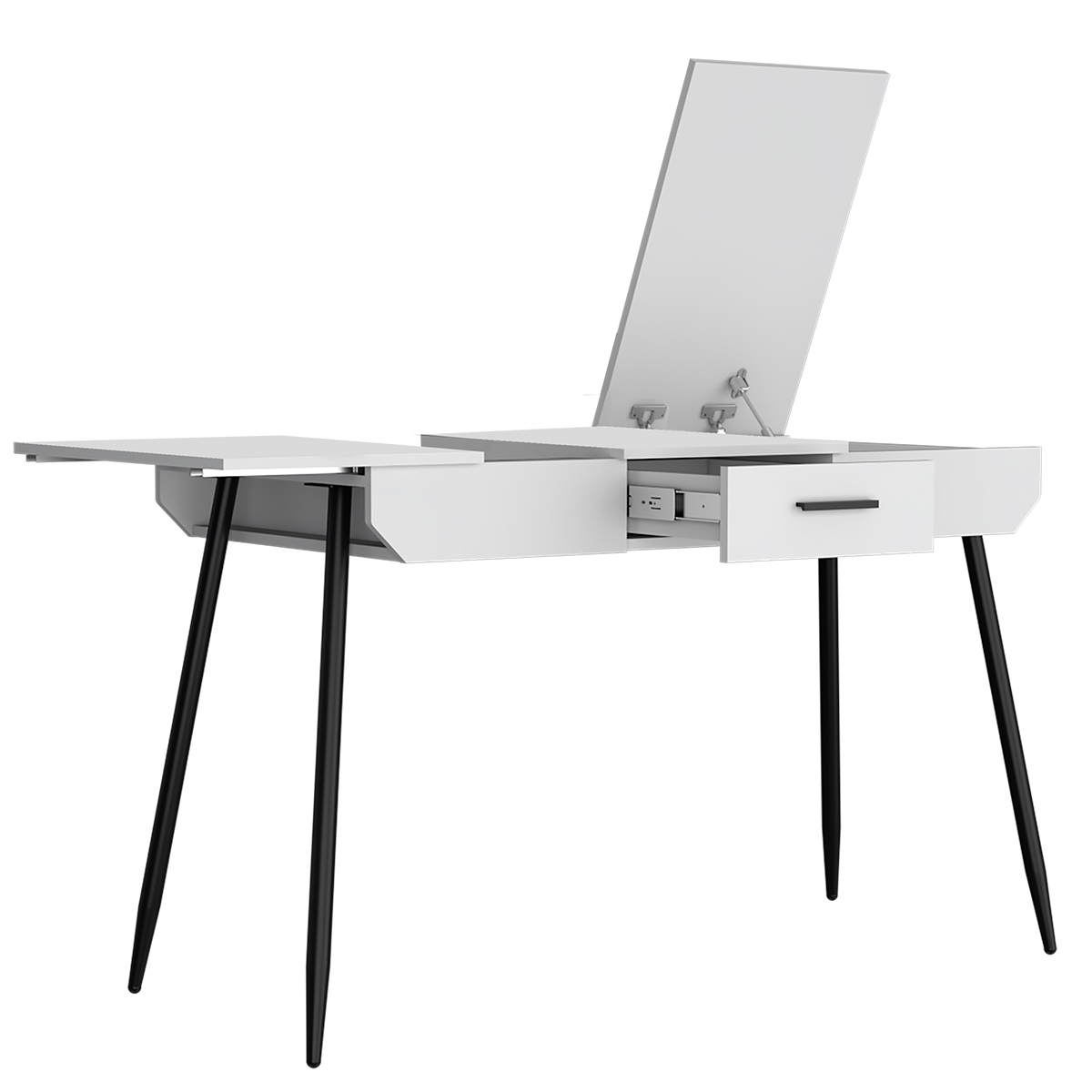 ESCRITORIO ARMABLE IDEAL PARA EL HOME OFFICE CON CAJON Y COMPARTIMENTOS INTERNOS MODELO RIZZO COLOR BLANCO.