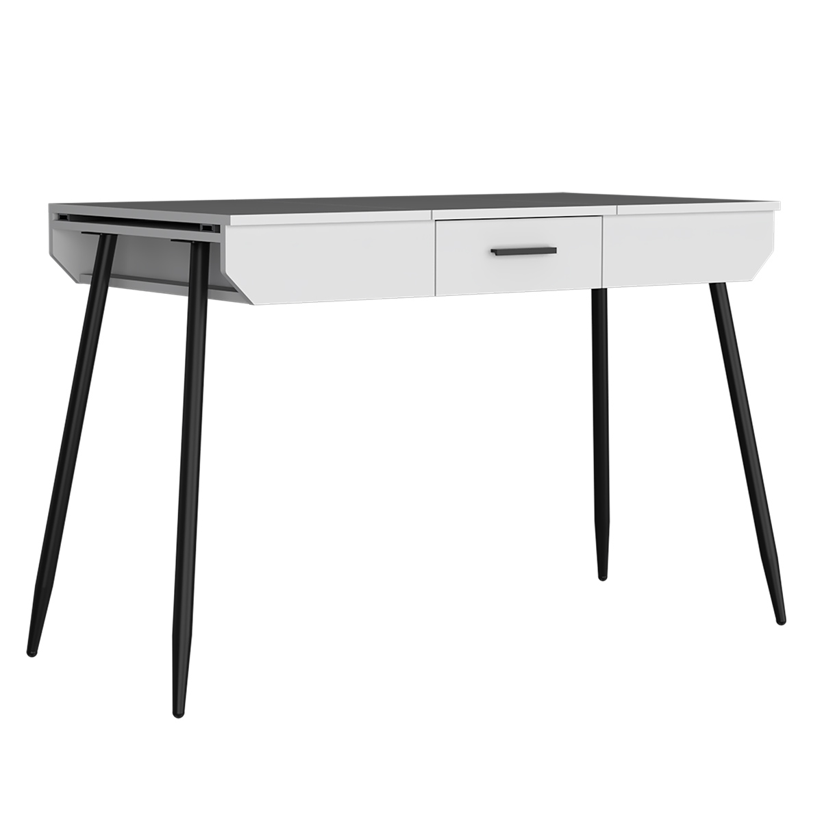 ESCRITORIO ARMABLE IDEAL PARA EL HOME OFFICE CON CAJON Y COMPARTIMENTOS INTERNOS MODELO RIZZO COLOR BLANCO.
