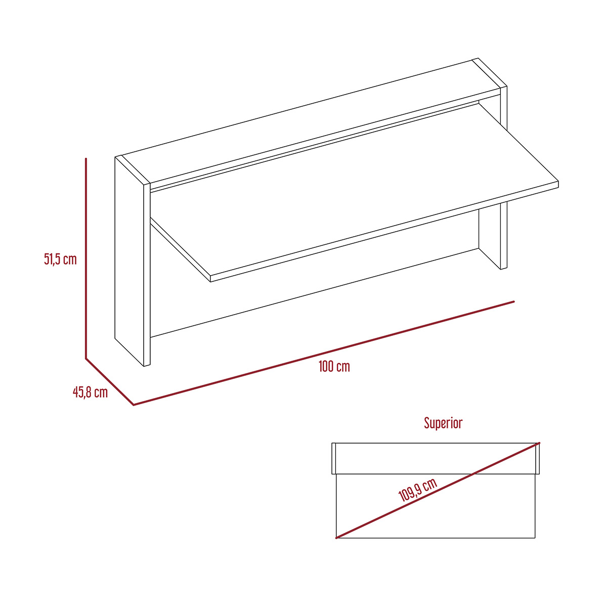 ESCRITORIO PLEGABLE PARA EMPOTRAR EN LA PARED IDEAL PARA LA CASA Y EL HOME OFFICE MODELO LONDON.