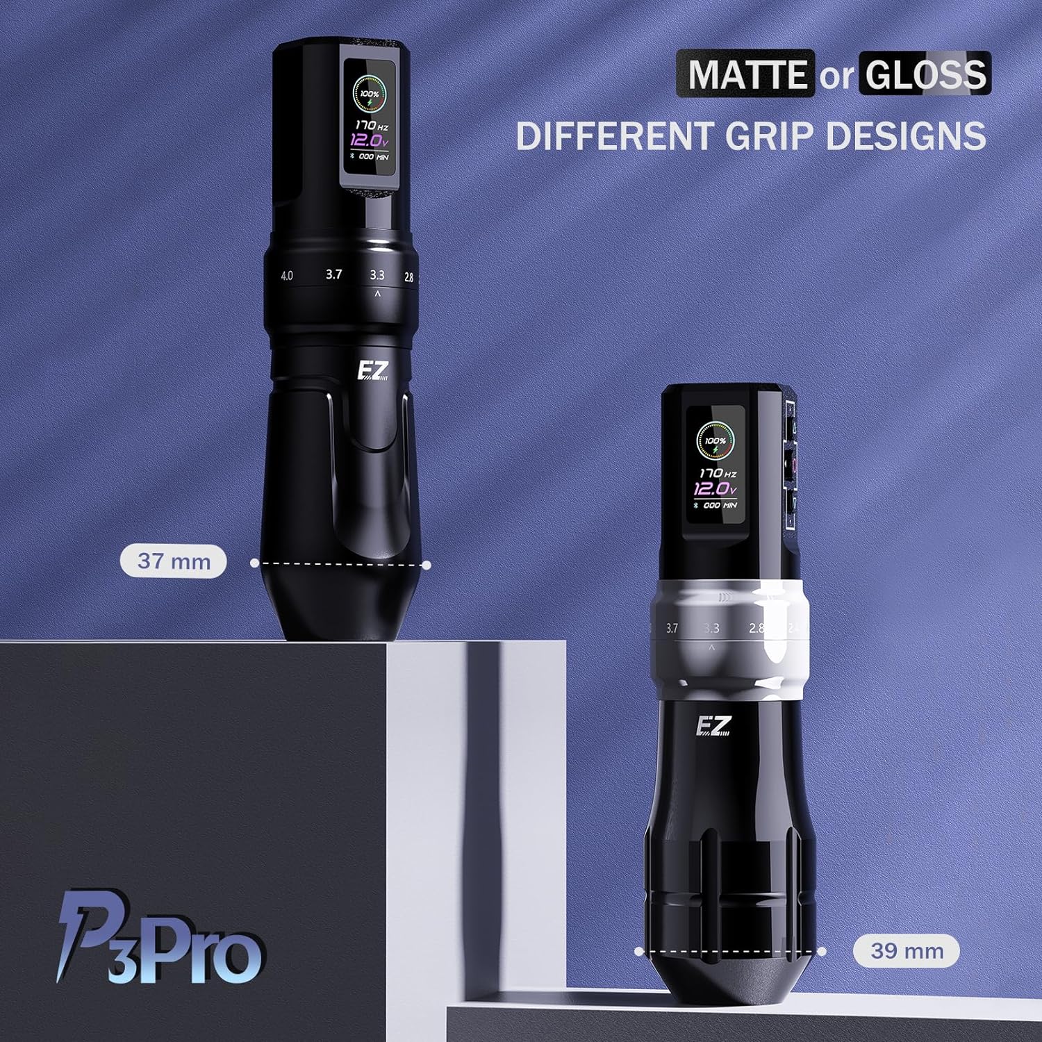 EZ P3 PRO Pen Inalámbrica para tatuar con 2 baterías, stroke ajustable. Ideal para tatuajes y micropigmentación. 