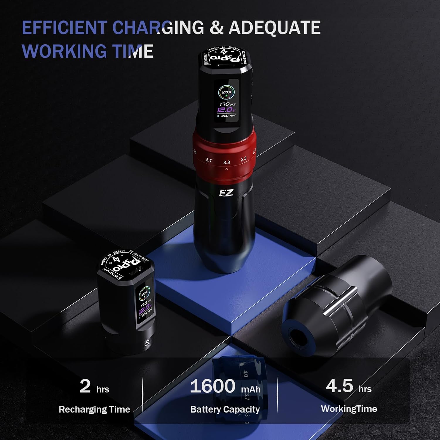 EZ P3 PRO Pen Inalámbrica para tatuar con 2 baterías, stroke ajustable. Ideal para tatuajes y micropigmentación. 