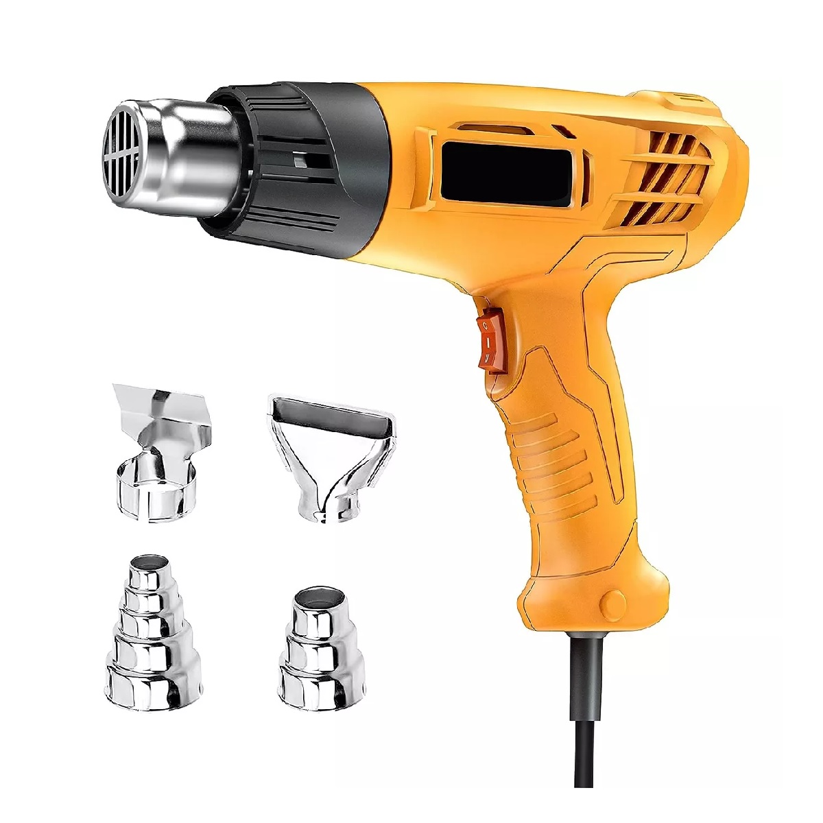 Pistola De Calor De 2000w Temperatura Regulable 4 Boquillas Amarillo.