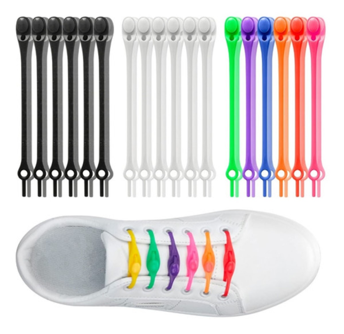 36pk Aqujetas De Silicona Elásticas Para Tenis colores 