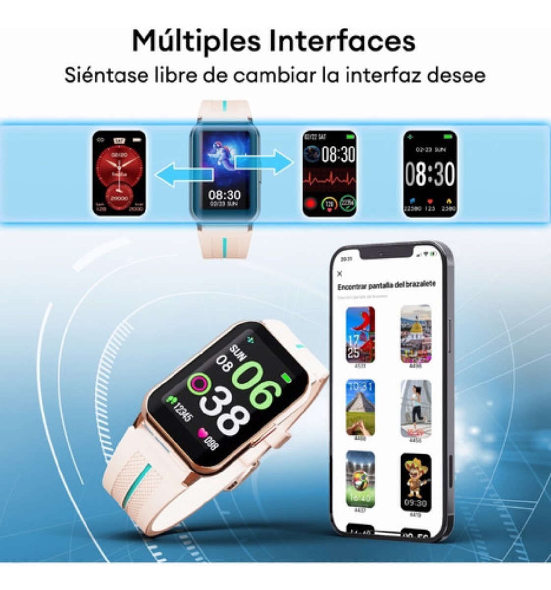 "Freshfun H76 Reloj Inteligente 1.57 Smartwatch Deportivo Beige ".