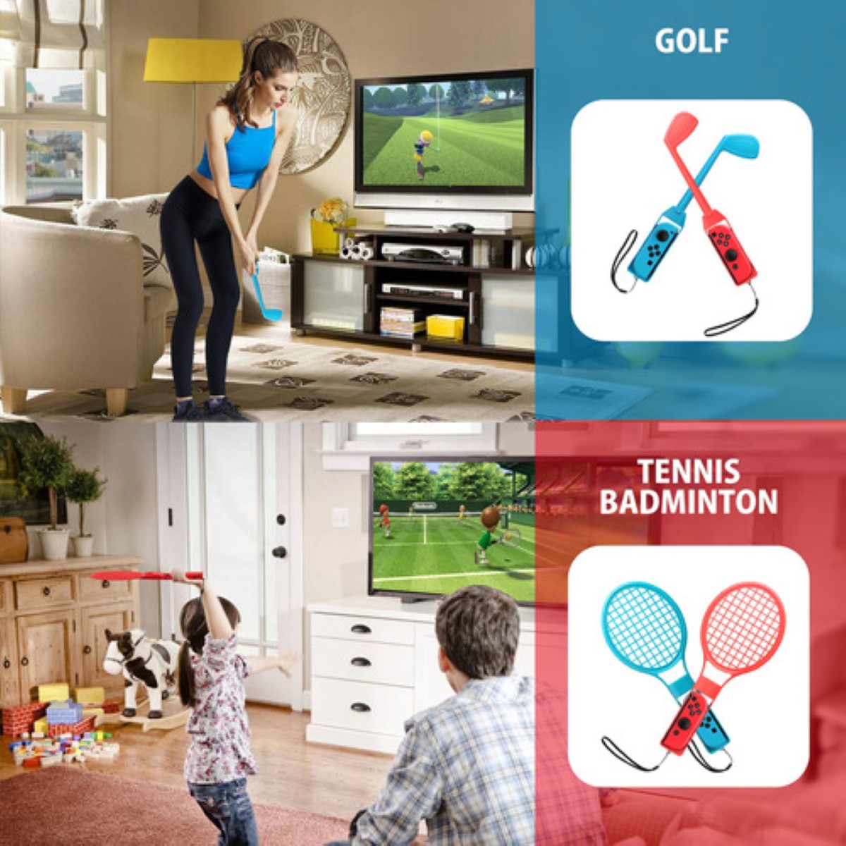 "Switch Sports Accessories Bundle- 10 En 1 Kit De Accesorios Azul Rojo "