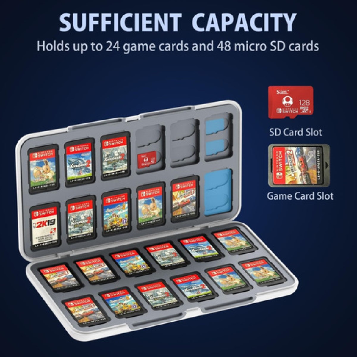 "24 Tarjetas Estuche De De Juego Para Nintendo Switch/ Oled Gris "