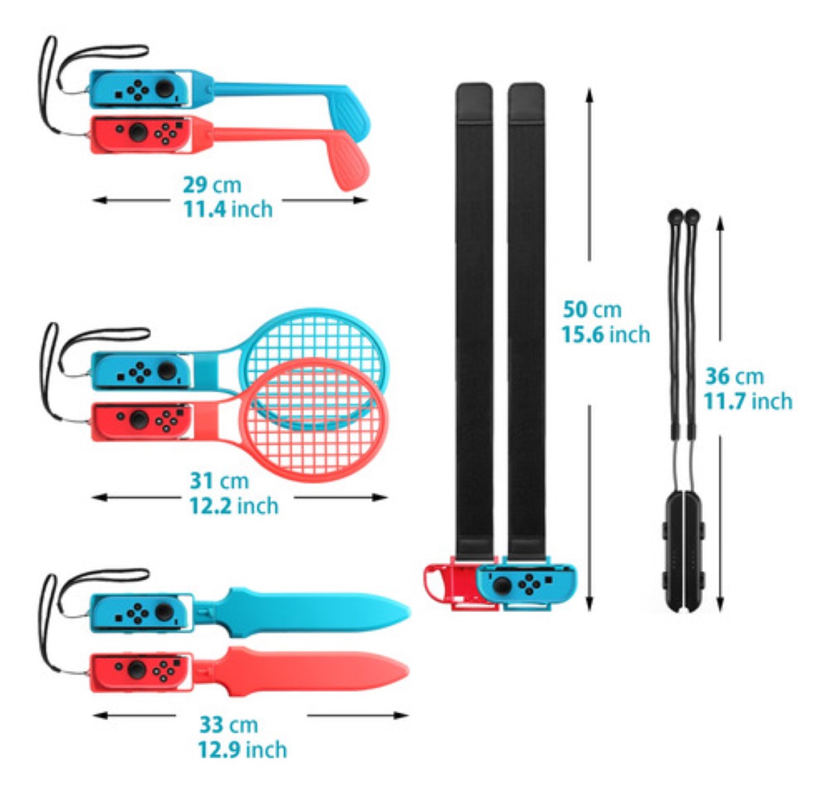 "Switch Sports Accessories Bundle- 10 En 1 Kit De Accesorios Azul Rojo "