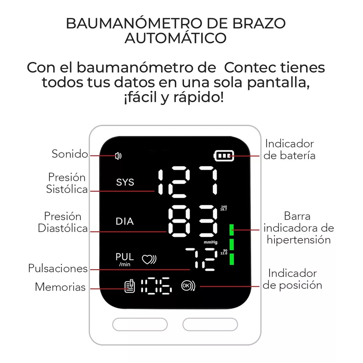 Monitor Digital De Presion Automatico De Brazo Gris.