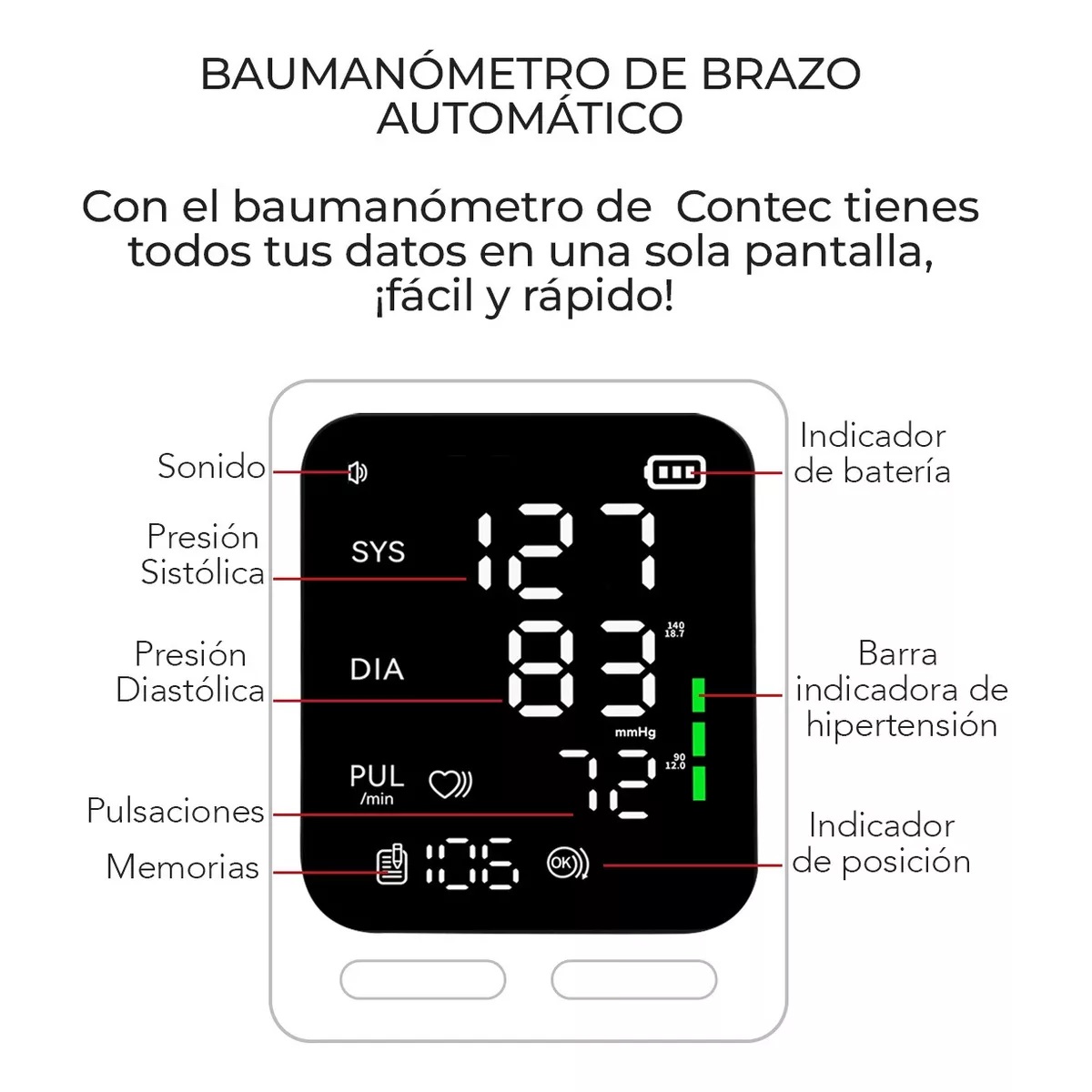 Monitor Digital De Presion Automatico De Brazo Negro.
