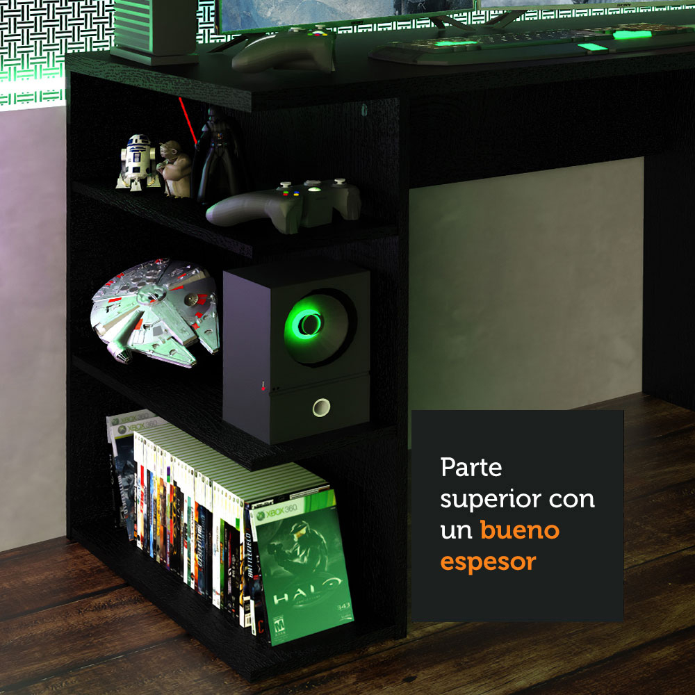Escritorio Gamer Madesa Para Pc y Consola Negro.