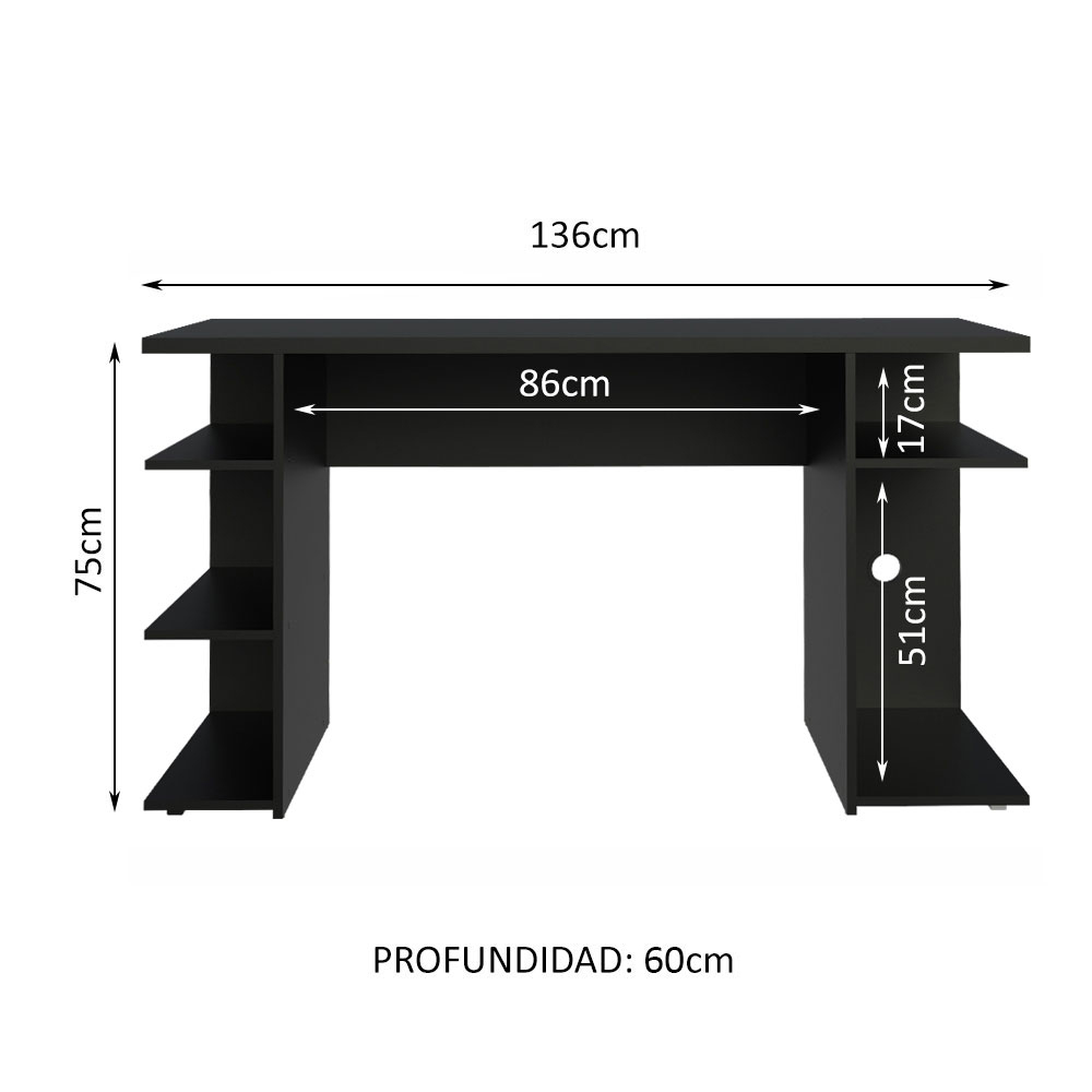 Escritorio Gamer Madesa Para Pc y Consola Negro.
