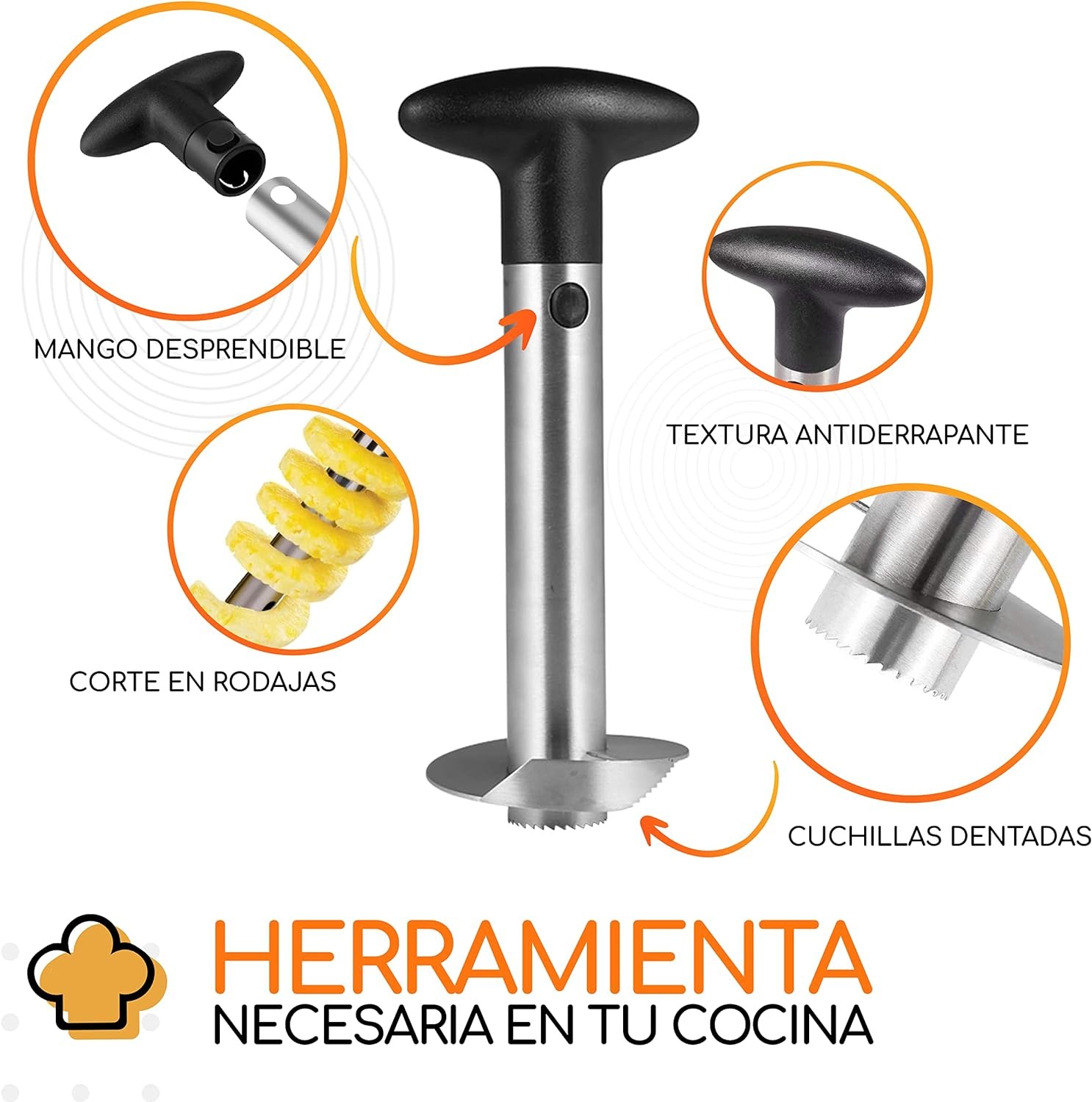 Descorazonador Piña Rebanadas Acero Inoxidable Fruta Cortado.