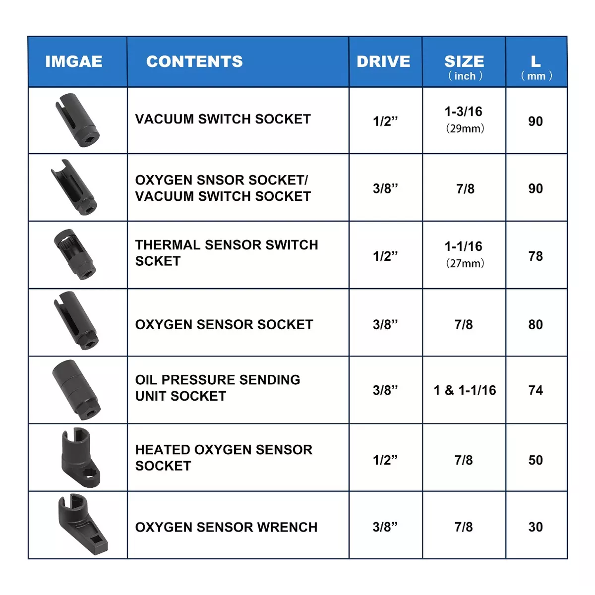 Kit Dado Para Sensor De Oxígeno Y Aceite 7 Piezas Automotivo.