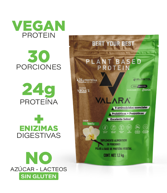 Proteína Vegana Valara Sabor Vainilla 1.2 kg.