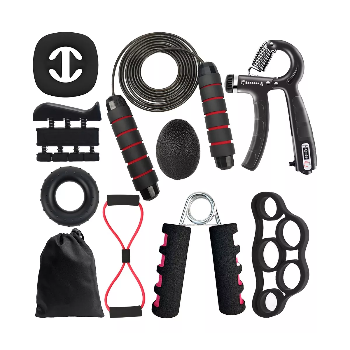 Entrenamiento De Agarre Mano Elastica Fortalecedor Dedo 9pcs.