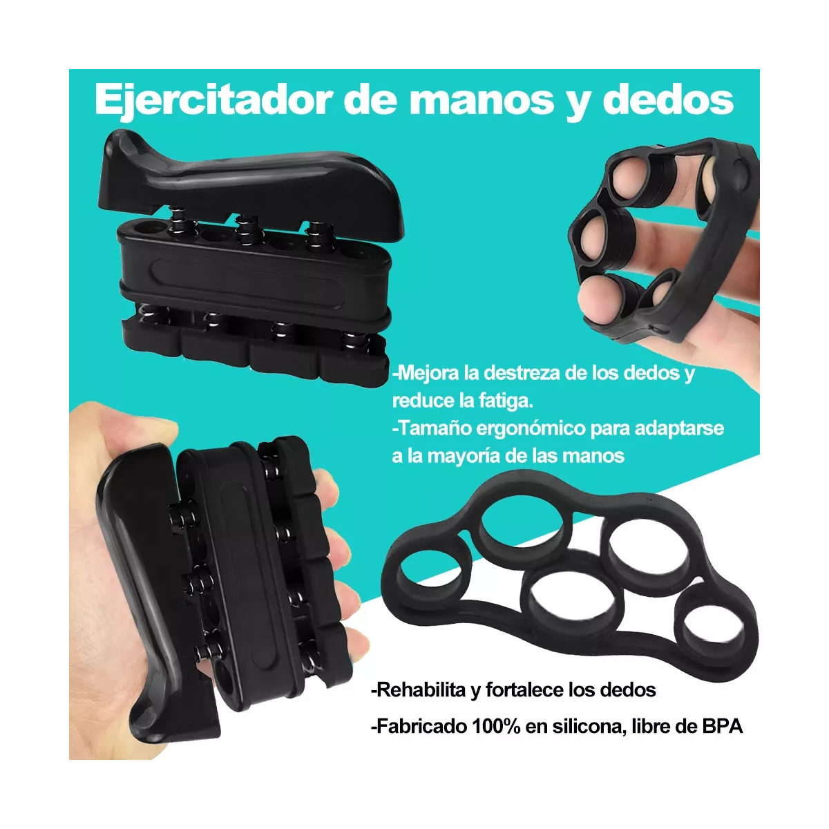 Entrenamiento De Agarre Mano Elastica Fortalecedor Dedo 9pcs.