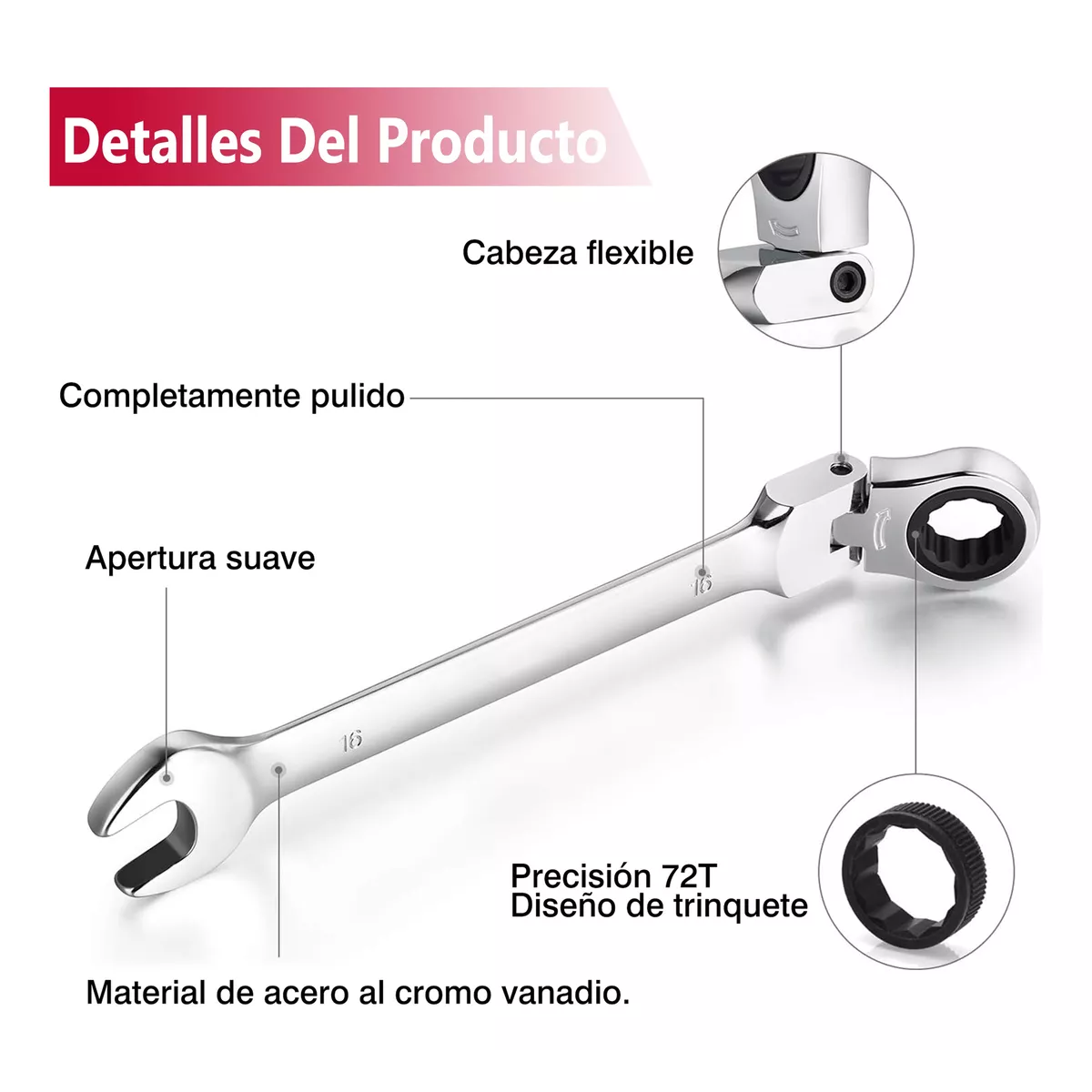Kit De Llaves De Matraca Mecánicas 6-24 Mm 16 Piezas.