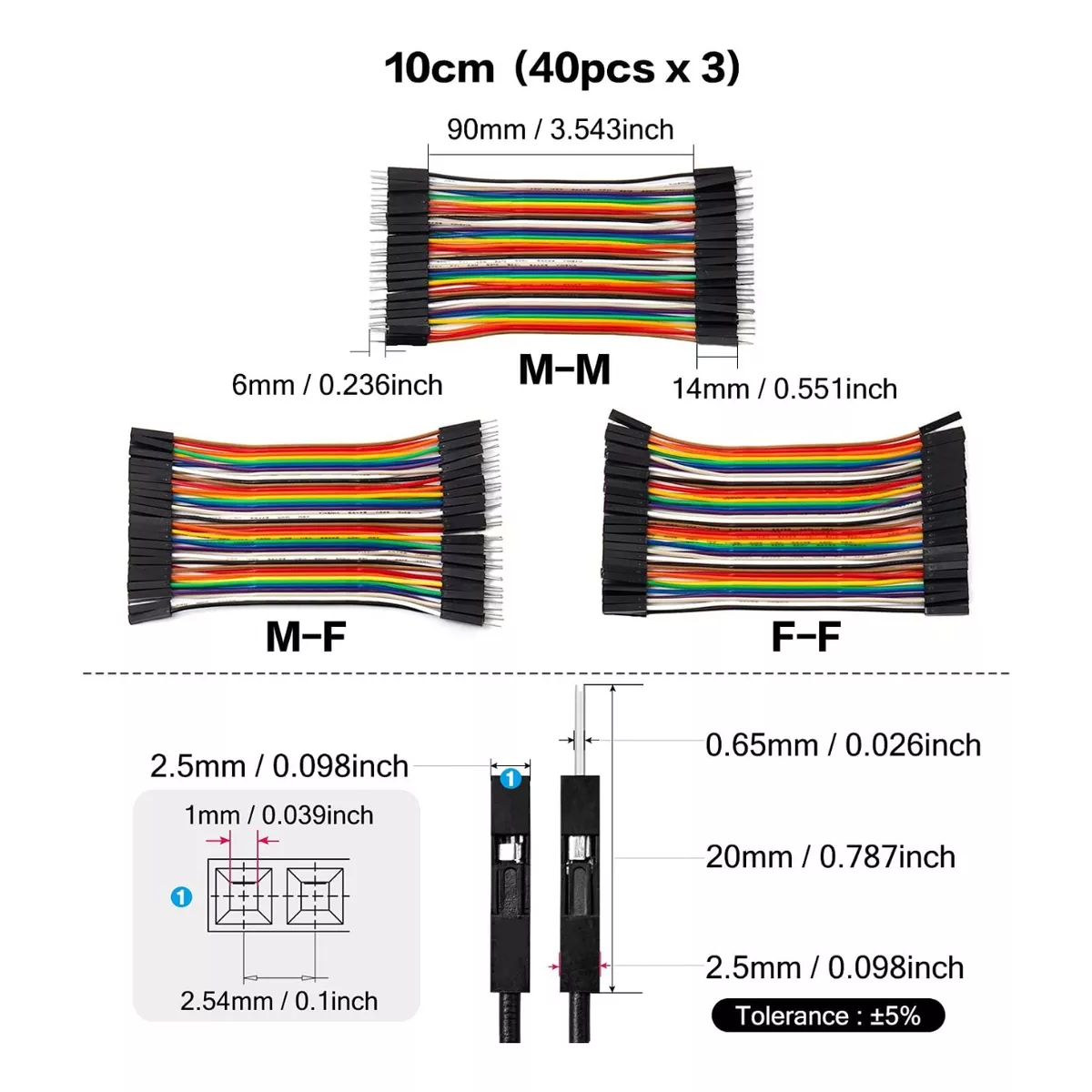 240pzs Cables Jumpers Dupont H-h, M-m, H-m Para Protoboard.