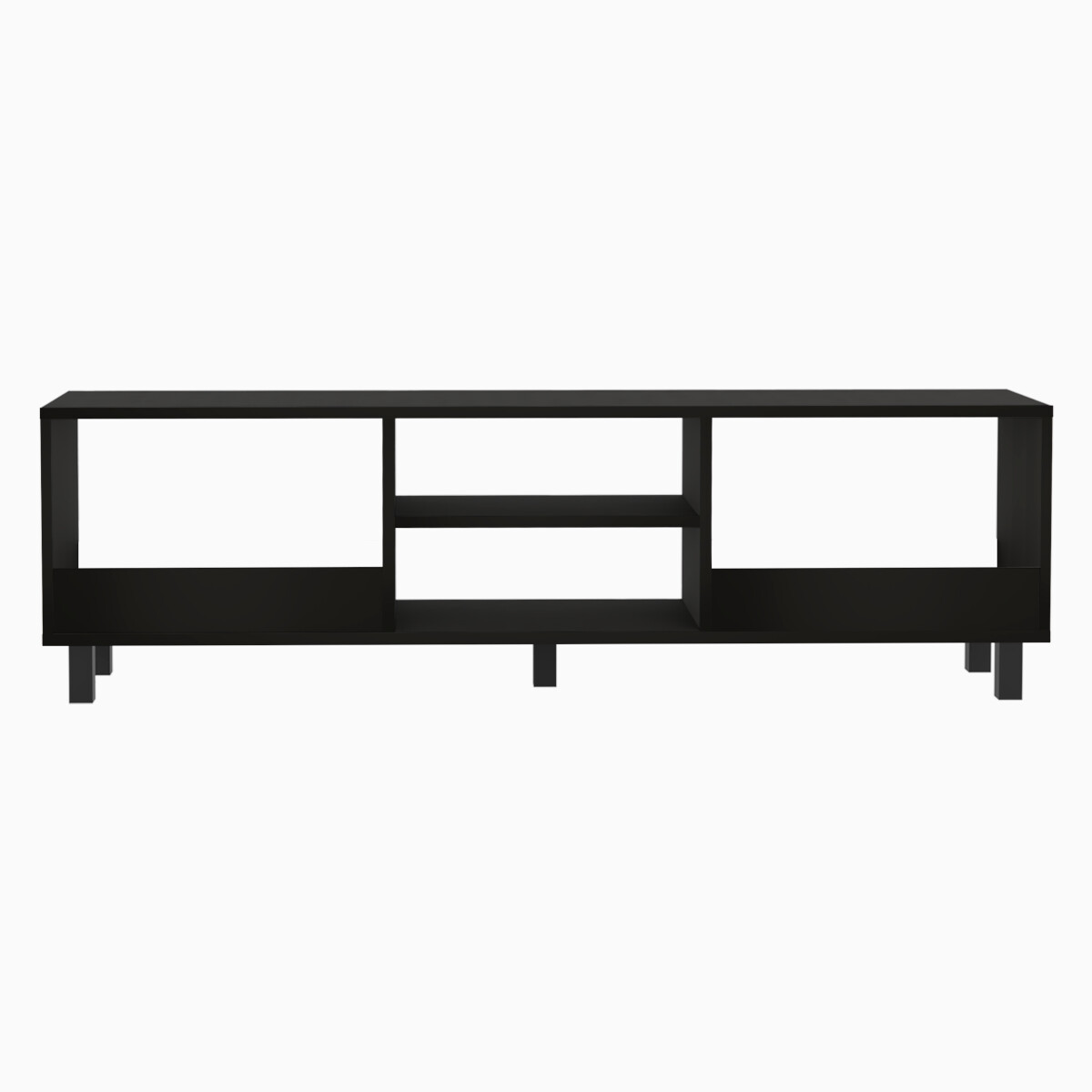 MUEBLE DE TV ARMABLE TIPO RACK PARA PANTALLA DE 60" CON ENTREPAÑOS PARA BOCINAS O CONSOLAS DE VIDEOJUEGO MODELO TUNEZ.