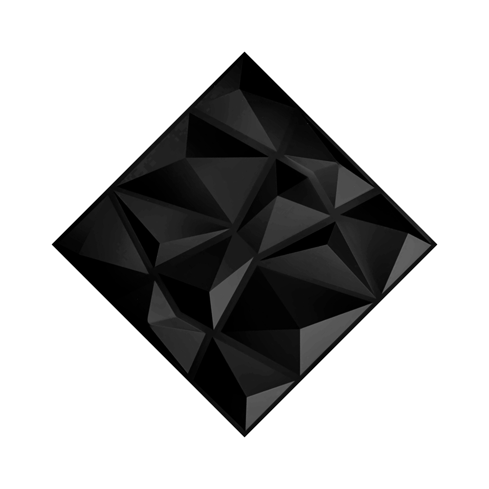 Panel Decorativo 3D Impermeable Interiorart 5m² Diseño Diamante Color Negro.