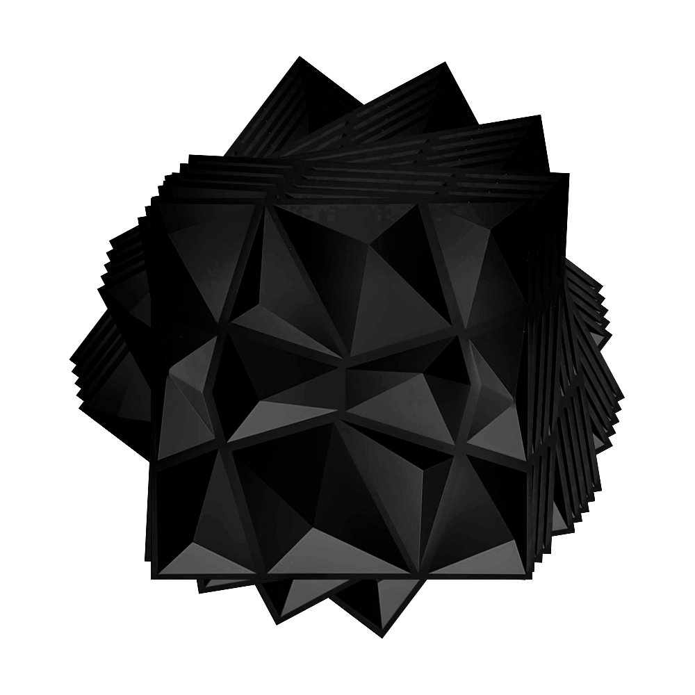 Panel Decorativo 3D Impermeable Interiorart 5m² Diseño Diamante Color Negro.