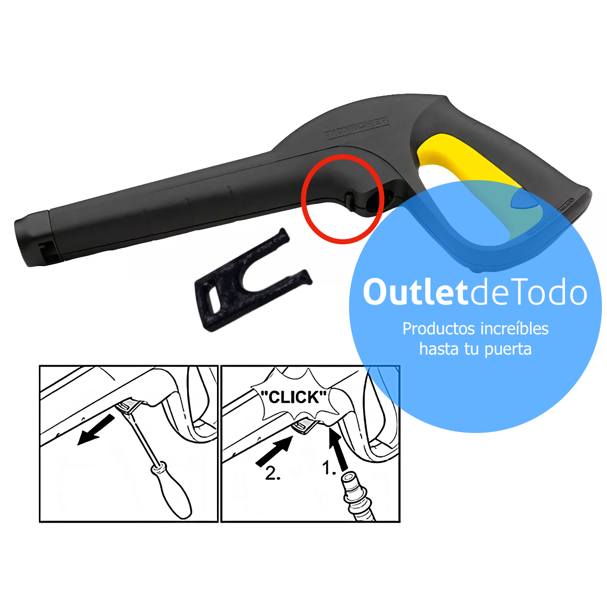 SEGURO CLIP ABRAZADERA U PARA PISTOLA HIDROLAVADORA KARCHER K2 (SET DE 2).