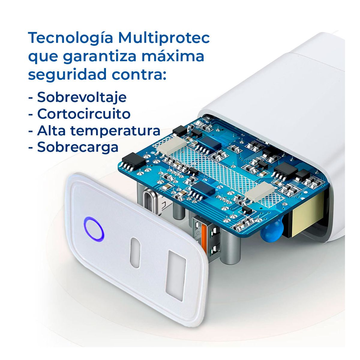 Combo Cargador Usb 2 En 1 Tipo C 20w Tipo A Carga Rápida Cable 1mt.