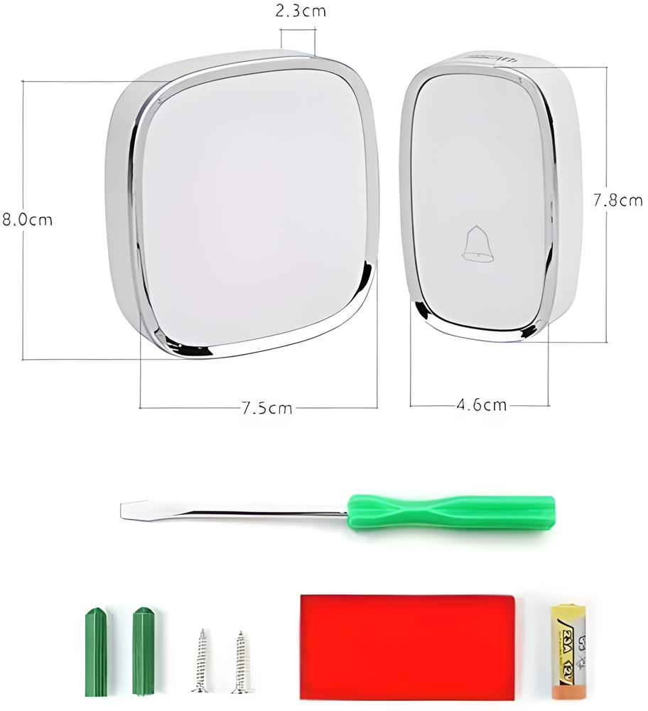 Timbre Inalámbrico Impermeable Con Led 1 Transmiso 2receptor