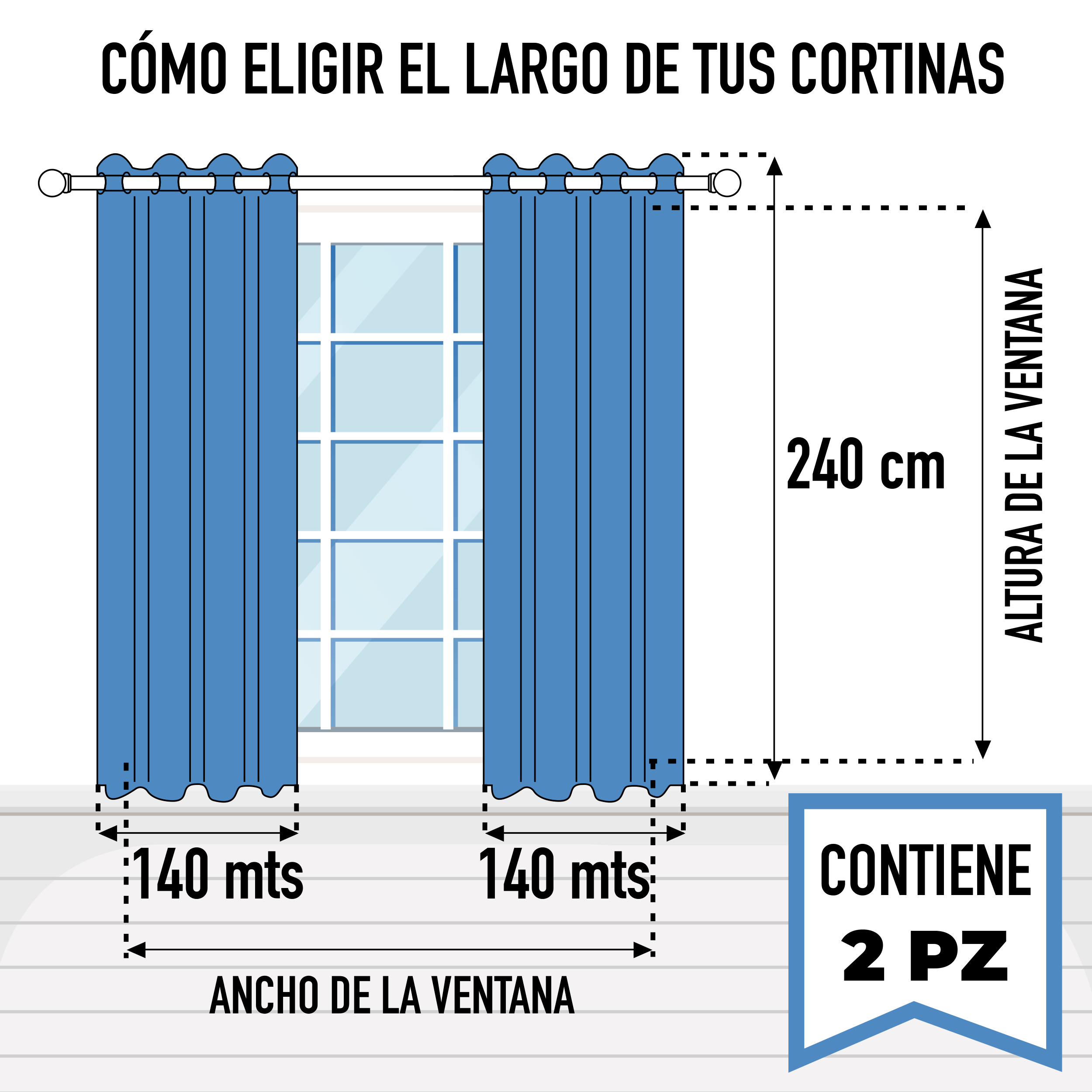 Cortinas Blackout Gris-Oxford Térmico Largas Lisa Opaca 95% Bloqueo Luz .