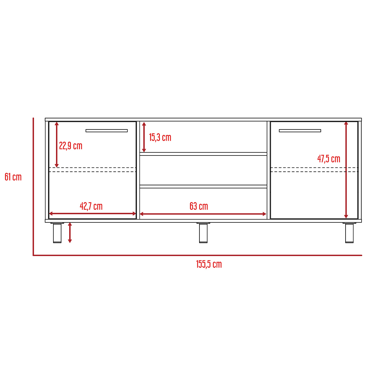 MUEBLE DE TV ARMABLE TIPO RACK MODELO KAIA IDEAL PARA LA SALA O EL ESTUDIO SOPORTA UNA PANTALLA DE 65 ".