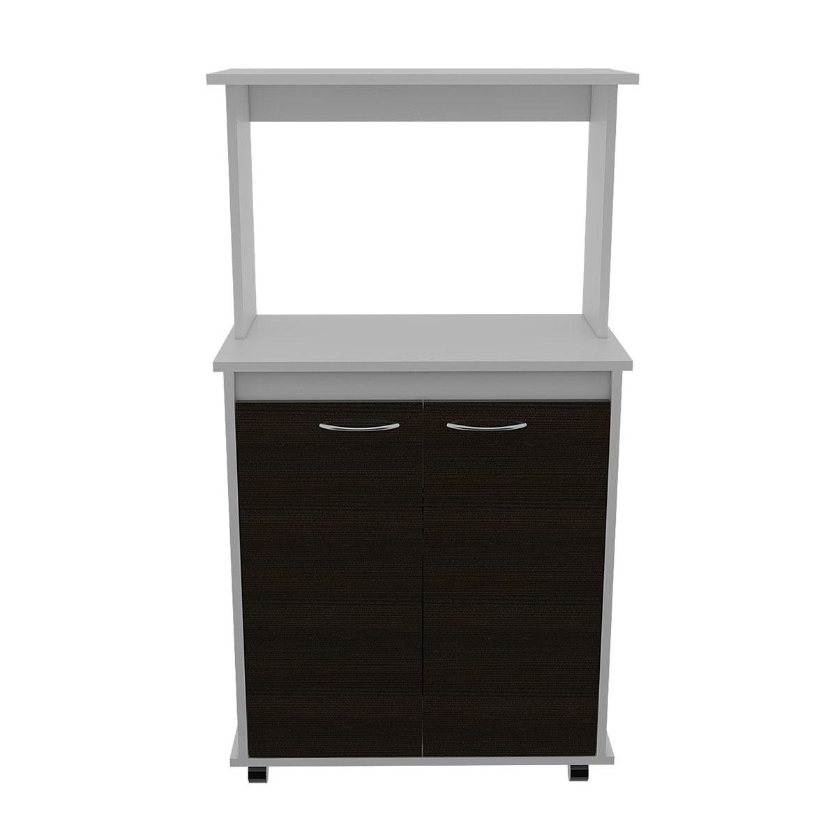 MODULO ARMABLE PARA COCINA CON TRES ESTANTES DOS PUERTAS Y ESPACIO PARA HORNO DE MICROONDAS MODELO ITALIA COLOR CAFE .