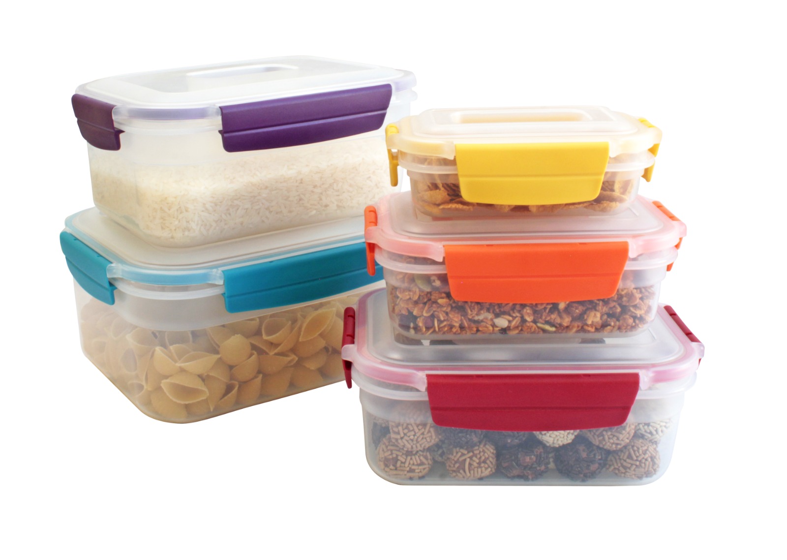 Juego de 5 recipientes herméticos, MDFitness, Recipientes herméticos para almacenar, Contenedores para alimentos, Tupers hermeticos plastico, Juego de recipientes herméticos, Toppers de plastico.