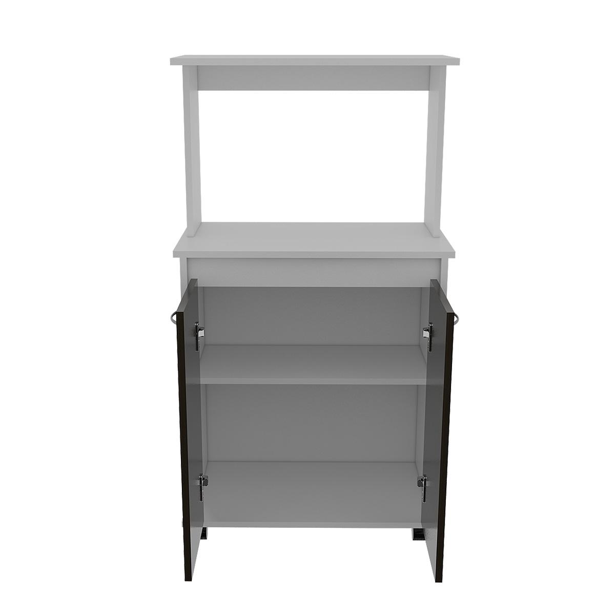 MODULO ARMABLE PARA COCINA CON TRES ESTANTES DOS PUERTAS Y ESPACIO PARA HORNO DE MICROONDAS MODELO ITALIA COLOR CAFE .