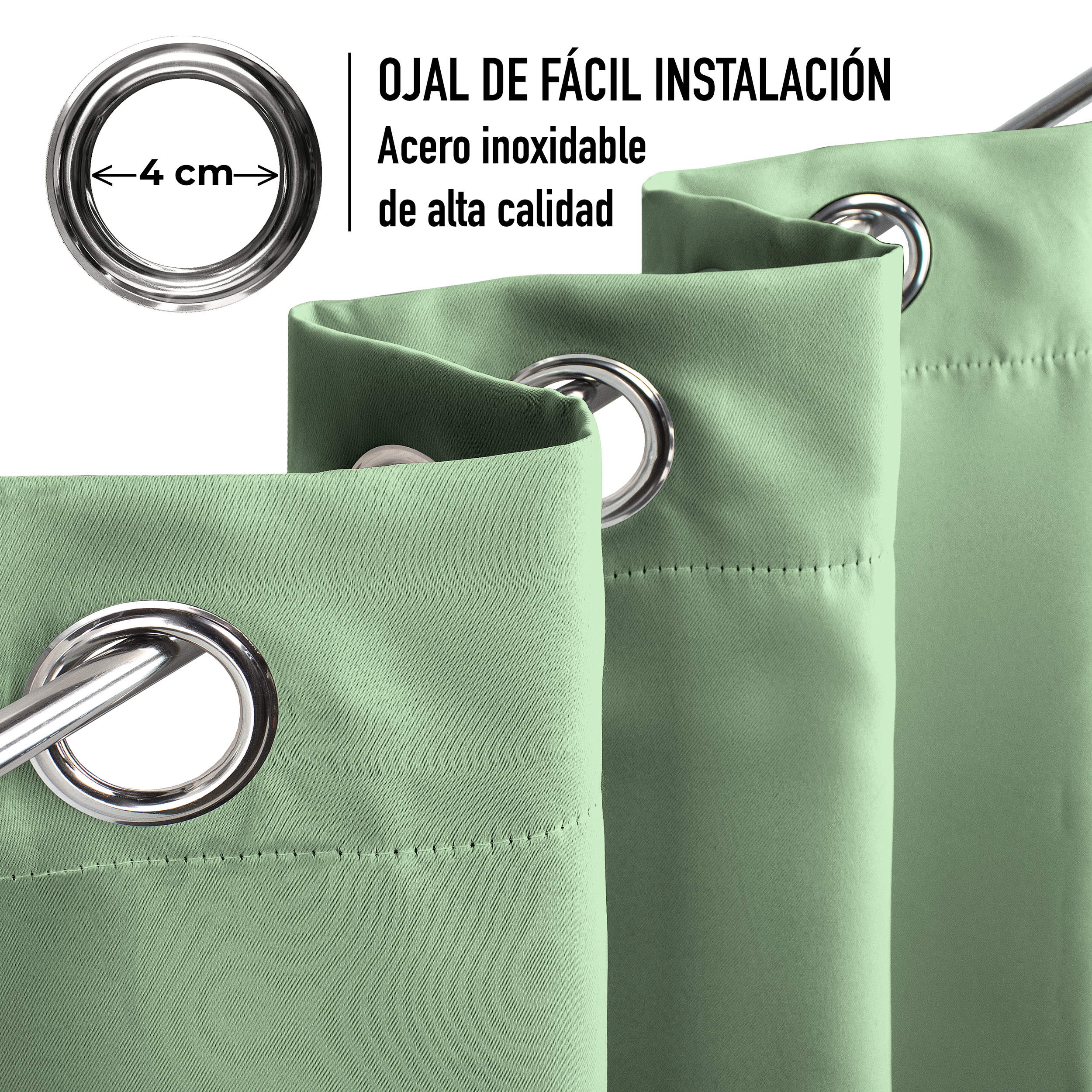 Cortinas Blackout Pistache Térmico Largas Lisa Opaca 95% Bloqueo Luz .