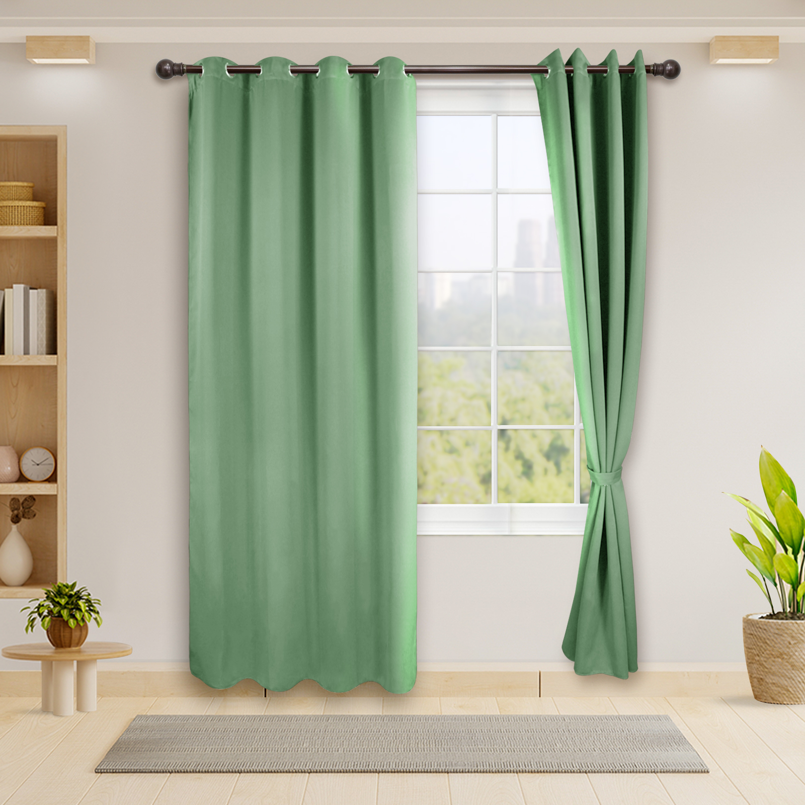 Cortinas Blackout Pistache Térmico Largas Lisa Opaca 95% Bloqueo Luz .