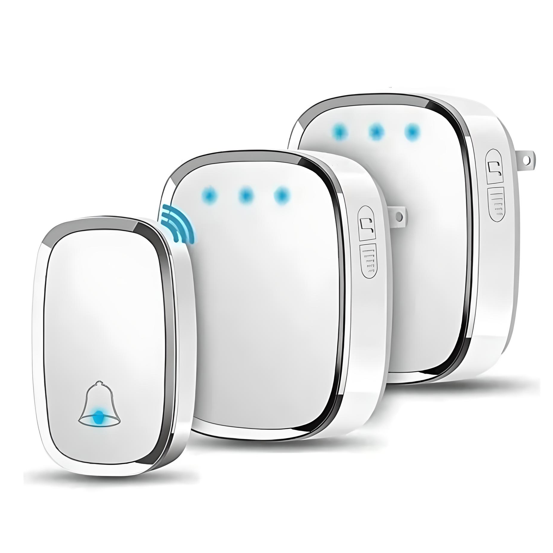 Timbre Inalámbrico Impermeable Con Led 1 Transmiso 2receptor