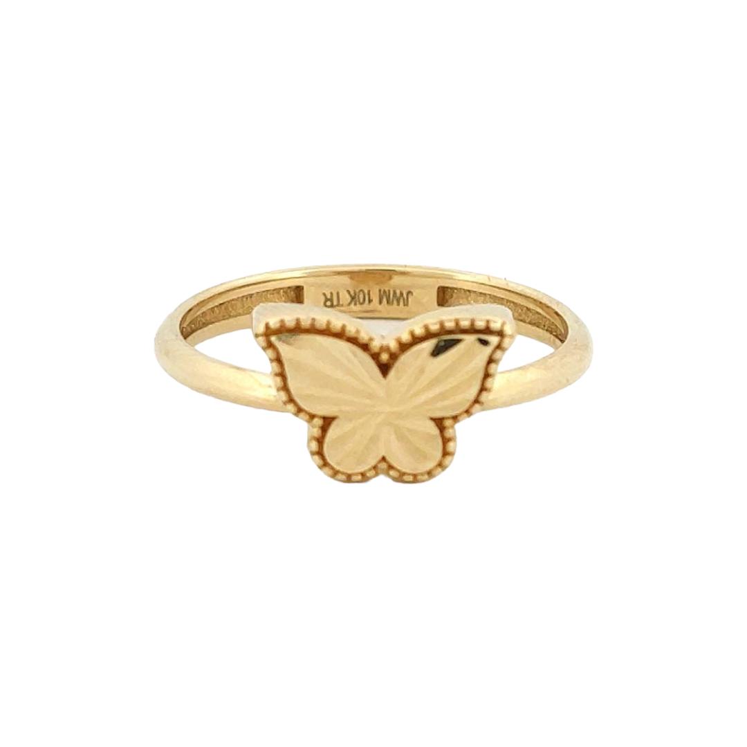 Anillo Mariposa Diamantada Oro 10 K + Obsequio.