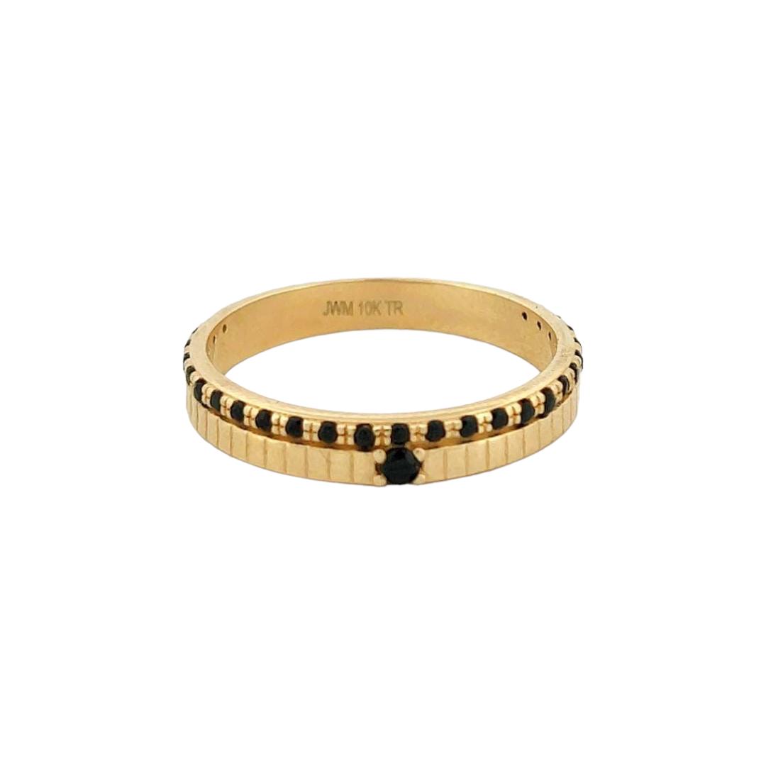 Anillo Triple Churumbela Zirconias Oro 10 K + Obsequio.