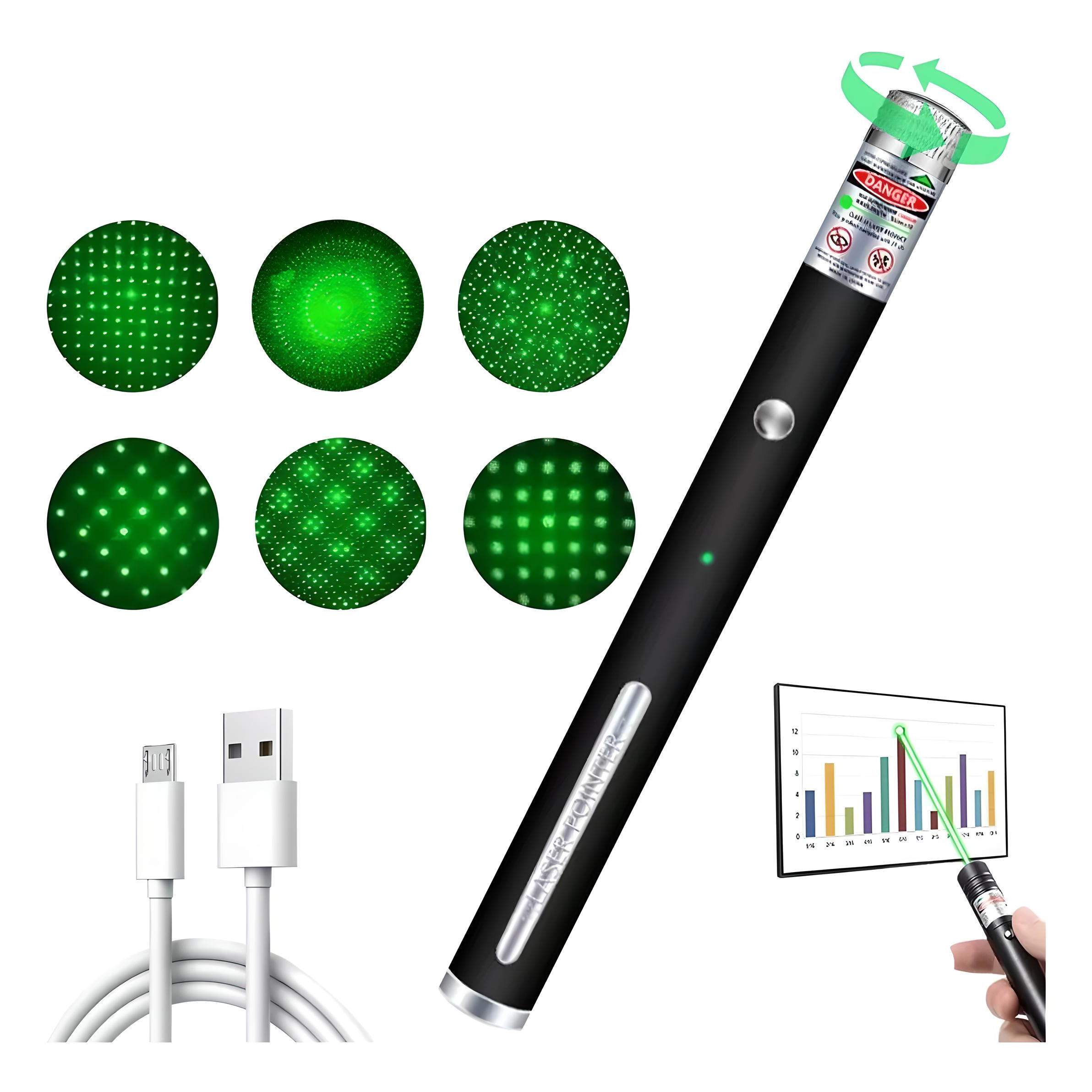 Puntero Láser Verde Proyector Con Carga Usb Recargable 20km