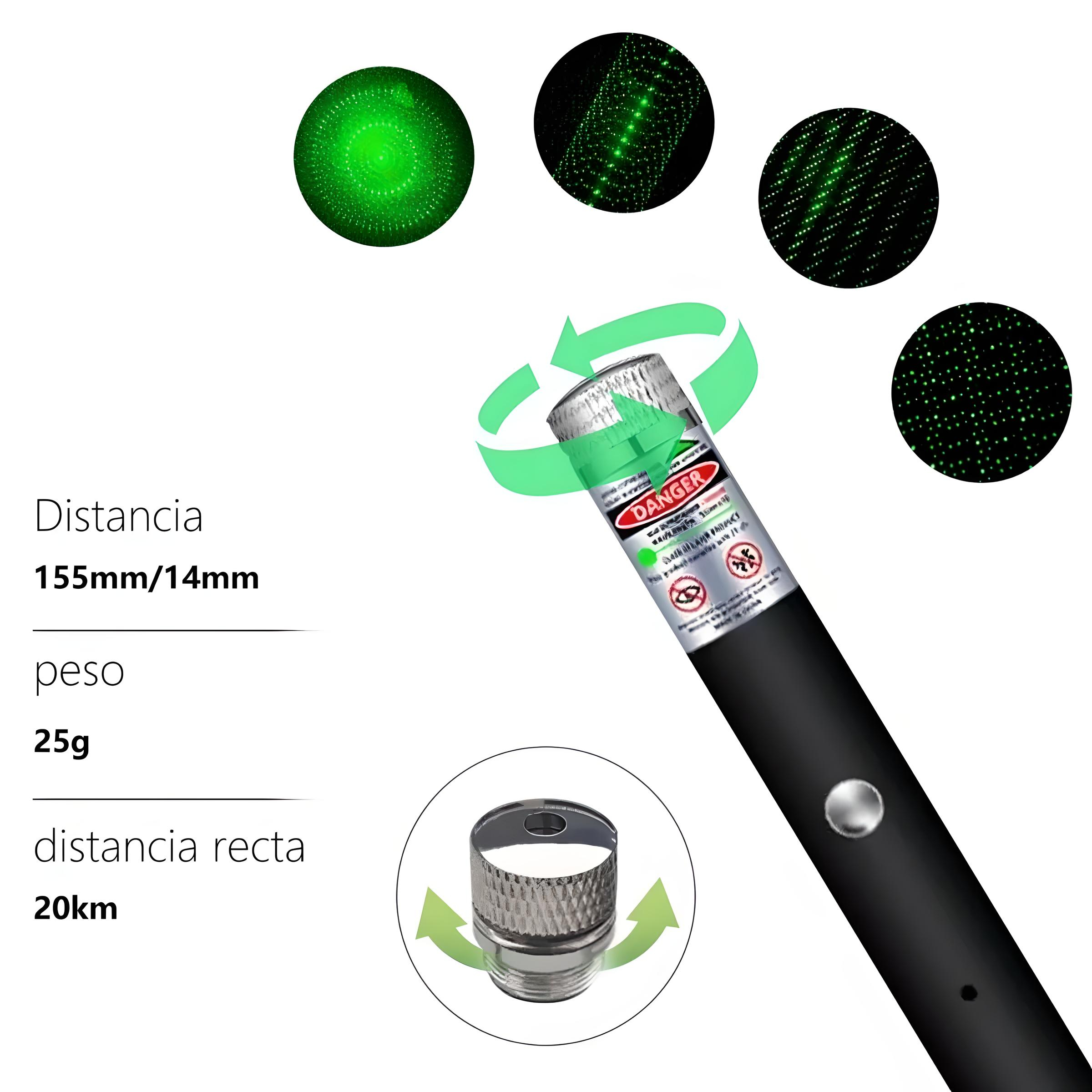Puntero Láser Verde Proyector Con Carga Usb Recargable 20km
