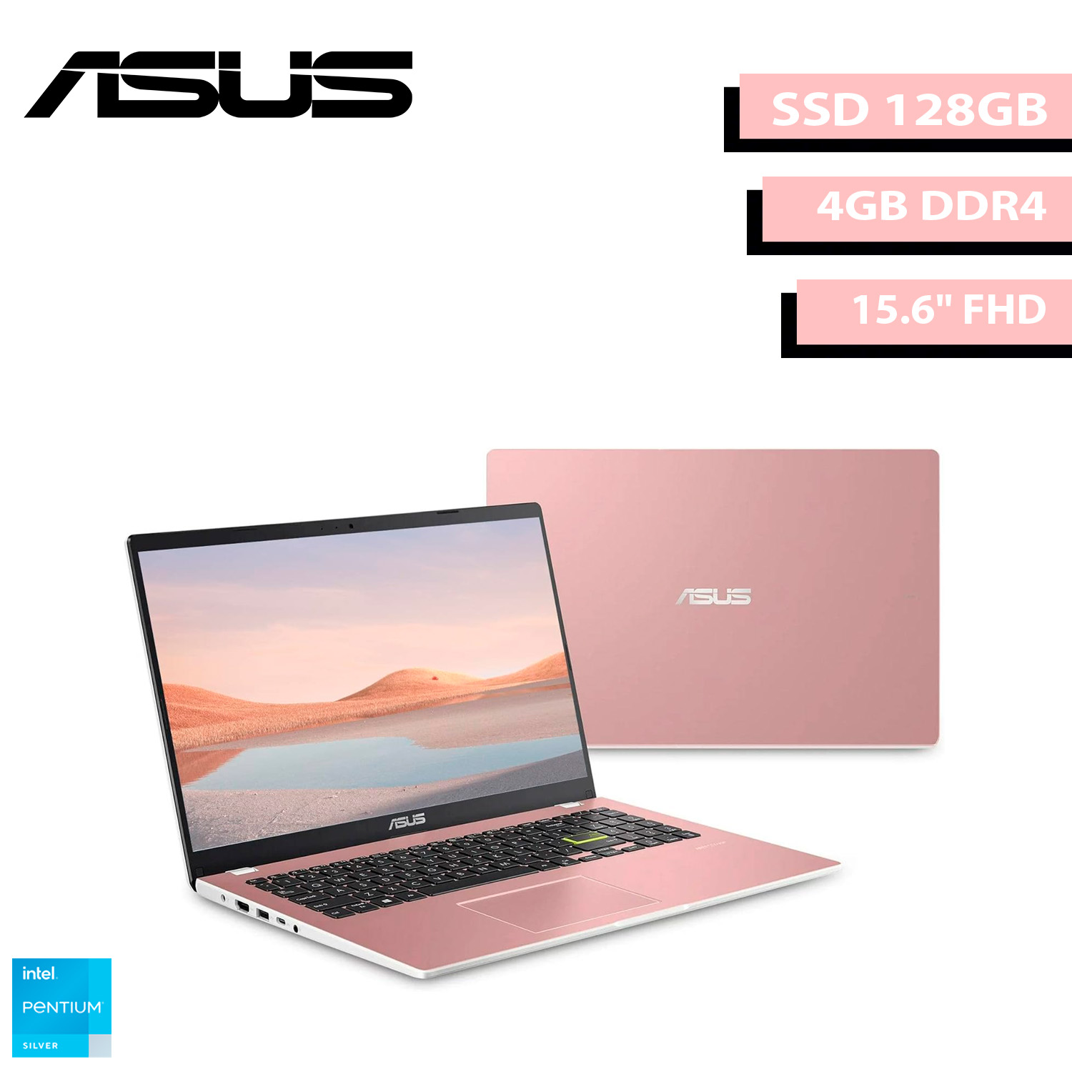 Laptop Asus Vivobook L510K Pentium N6000 128Gb 4Gb Ddr4 15.6" Tec/Ing W11H Rosa.