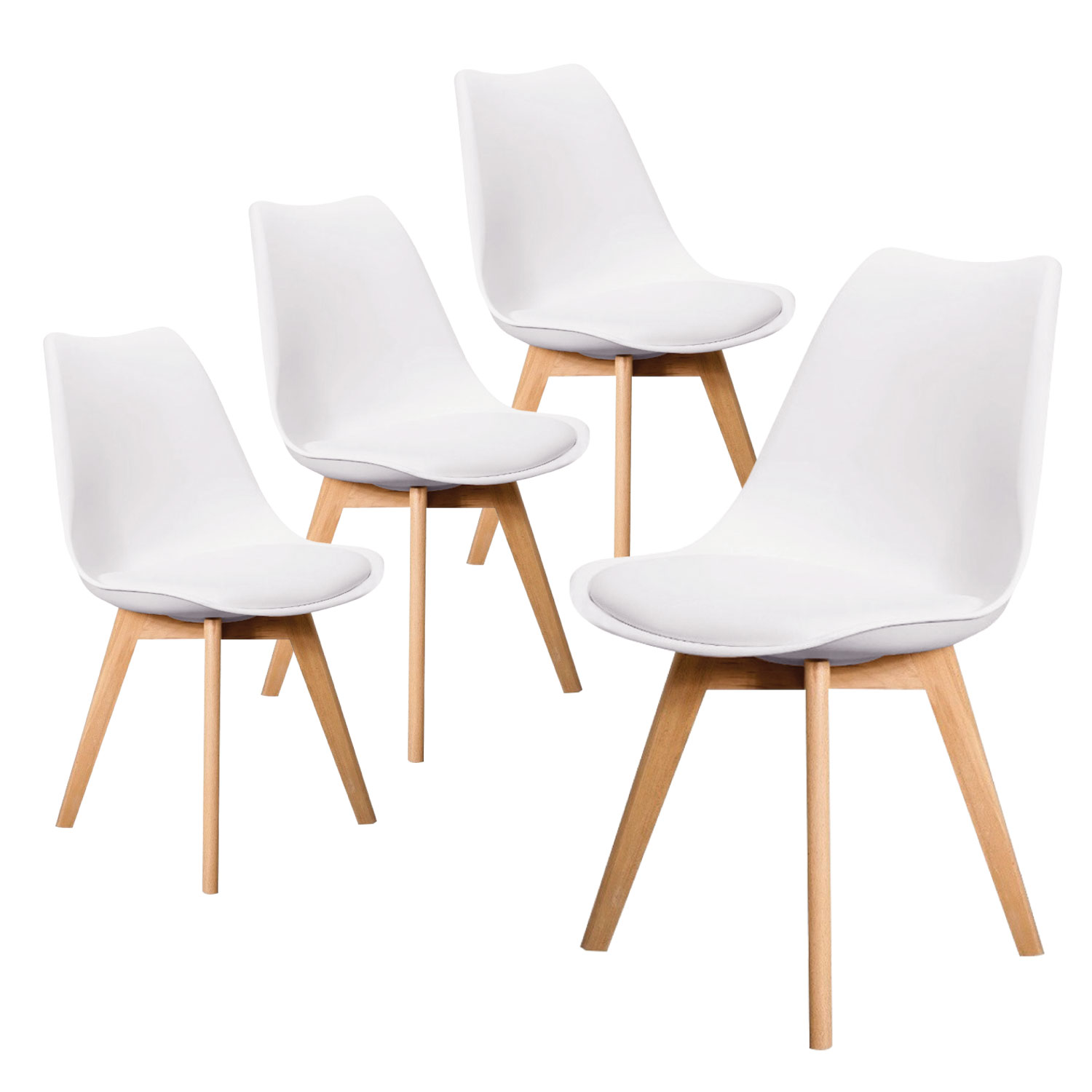 Set/Kit 4 Silla Tulip Eames Acojinada Minimalista Moderna.