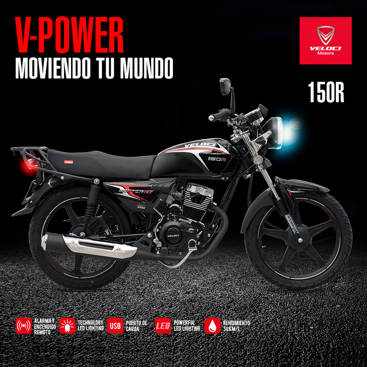 Moto Veloci Boxter Rt2 150cc Negro 2022.