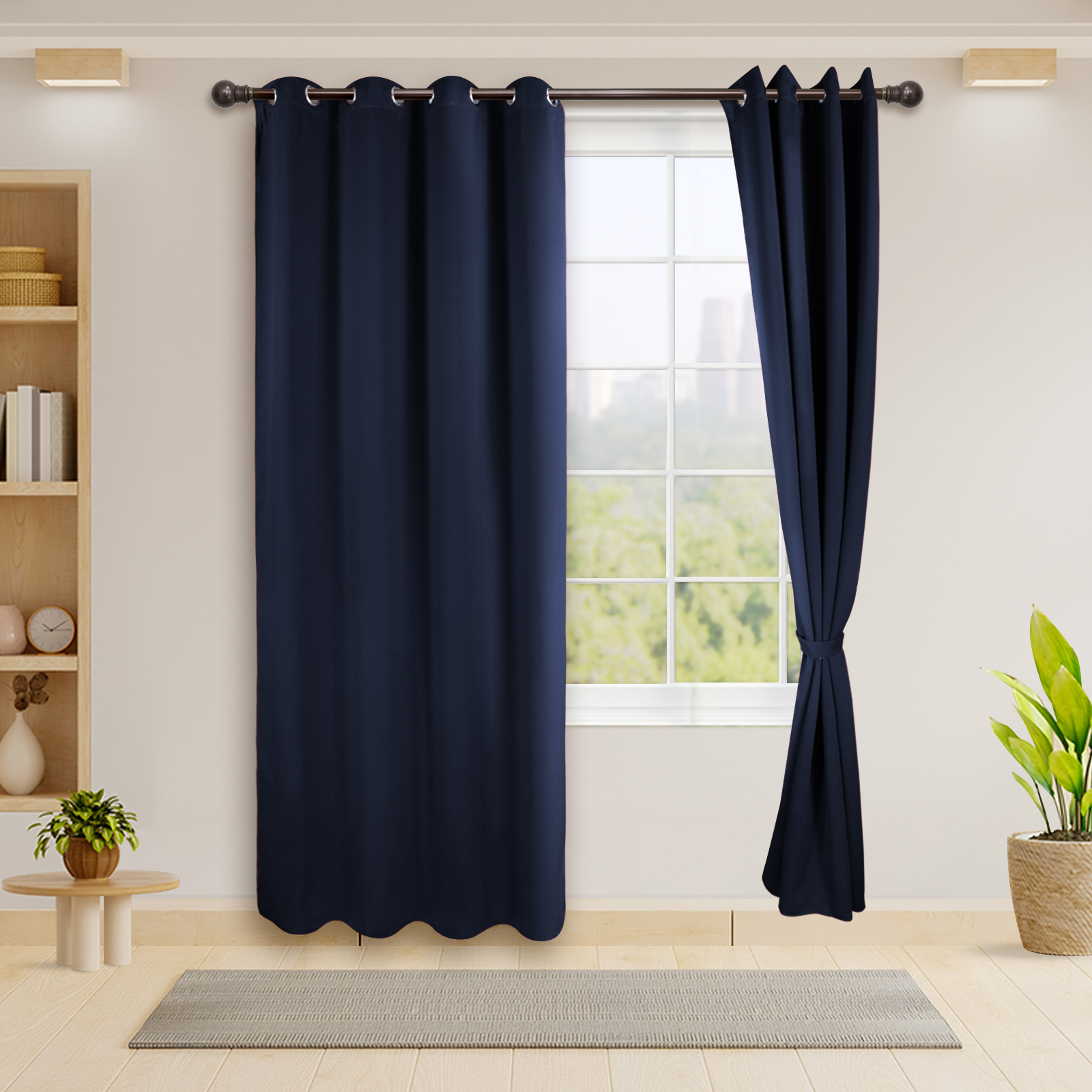 Cortinas Opacas Pickluc Azul Marino - 2 Paneles De 52x96 Pulgadas, Ojales De Acero, Bloquean Luz, Aislan Térmico Y Acústico, Para Sala O Dormitorio