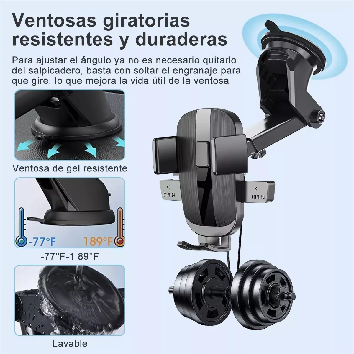 Soporte Para Celular Coche,porta Celular Carro 3en1 Estable.